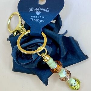 Chic Beaded Keychain with Gold Details